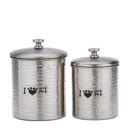 OLD DUTCH INTERNATIONAL Old Dutch International 1444SN 3.75 & 2.5 qt. Hammered Cat Paw Pet Canister Set; Satin Nickel - 2 Piece 1444SN